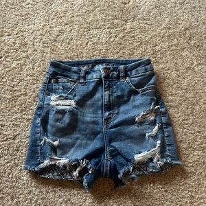 American Eagle Outfitters Blue Distressed Jean Shorts